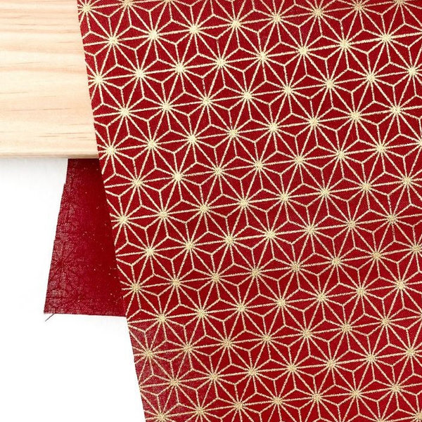 Golden Asanoha in red - Cotton