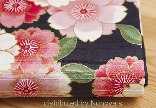 Sakura monyou - Marine - Coton