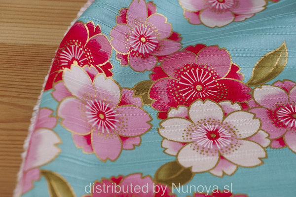 Sakura monyou - Turquoise - Cotton