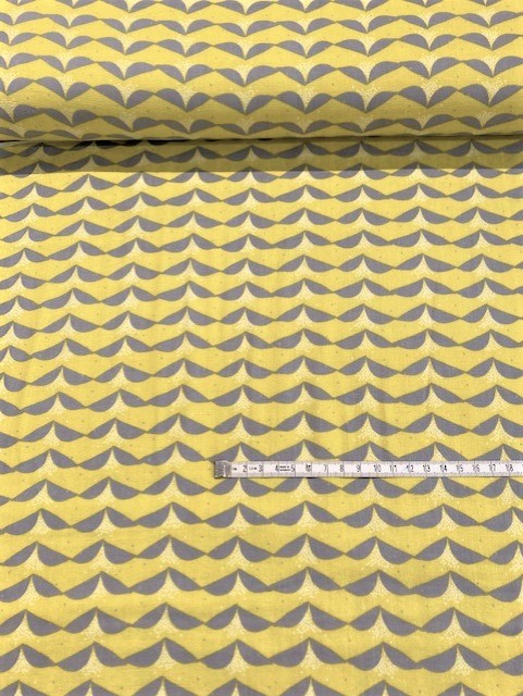 Geometrics - Tsubomi in Yellow & Grey by Echino - Cotton double gauze