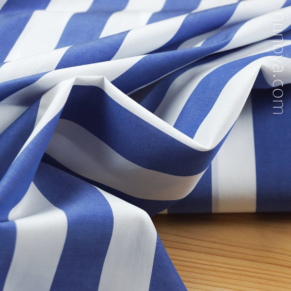 Stripes Blue & White - Cotton plain weaved