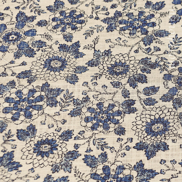 Kogiku Rustic Feel - Bleu sur fond écru - Coton fabriqué au Japon