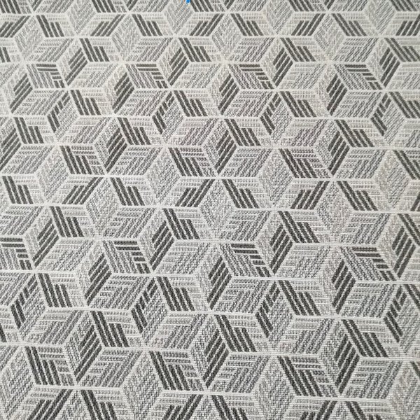 Rhombus of grey lines - heavyweight cotton/poly jacquard