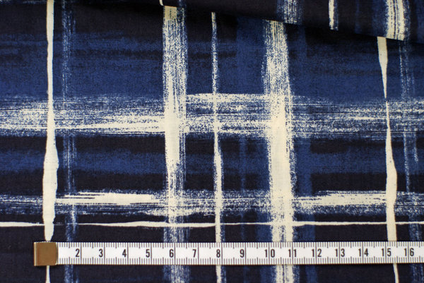 Cuadros azul marino - Cottton lawn algodón satinado