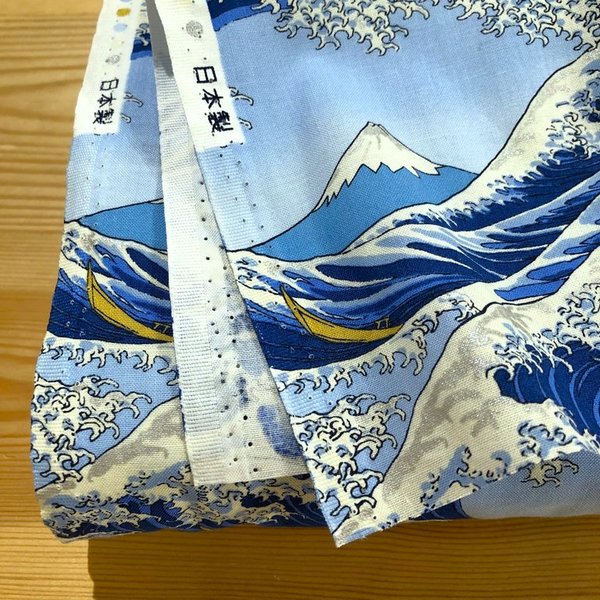 Fuji to nami - Bleu clair - Argent métallisé - coton