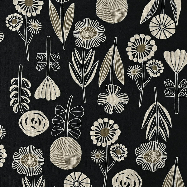 Bloom bookhou flower - Flowers on black - Cotton&Linen