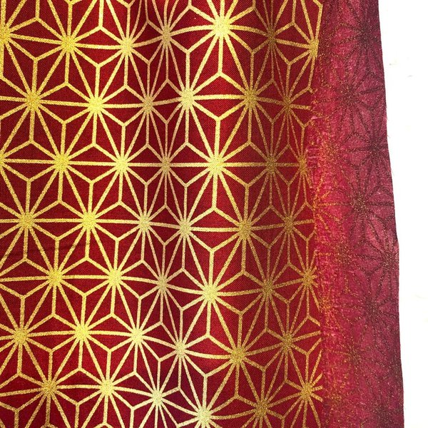 Golden Asanoha on Red - Cotton