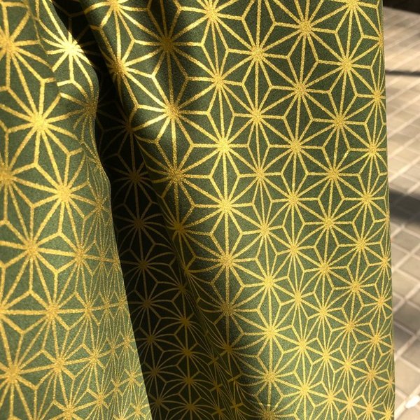 Asanoha doré en vert - Coton
