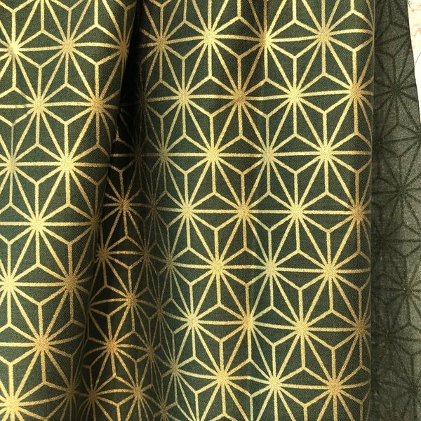 Golden Asanoha on Green - Cotton